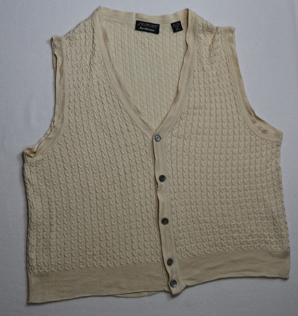 ✨ Vintage Jacobson’s Cable Knit Button Down Sweater Vest Cream XXL